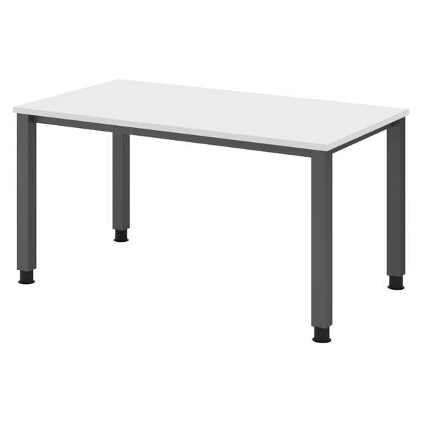 bümö Schreibtisch Serie-Q - Dekor: Weiß, Gestell: Graphit, Größe:  140 x 80 cm