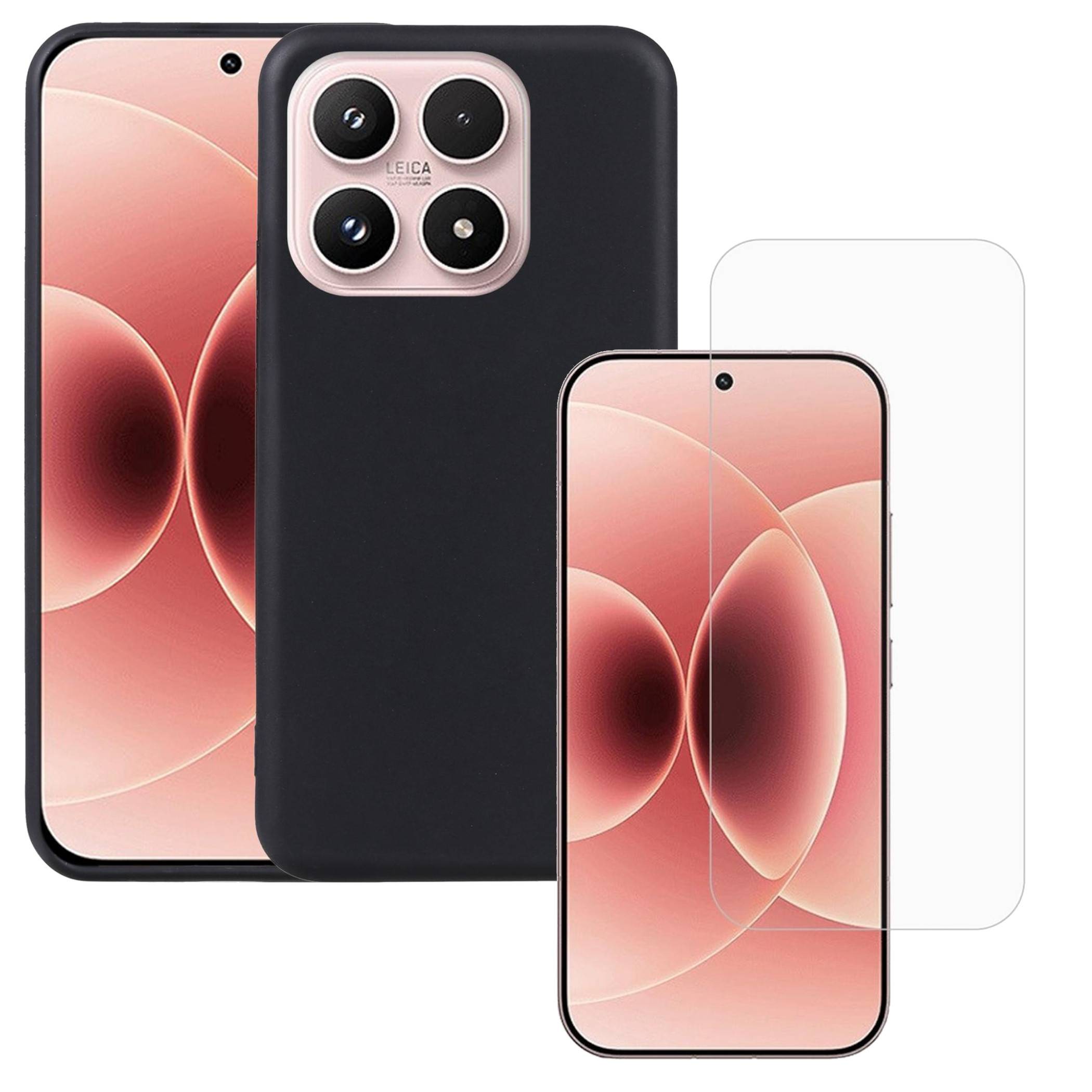 Handyhülle + 9H Schutzglas für Xiaomi 17T TPU Dünn Set 2 in 1 Bundle Schwarz-0