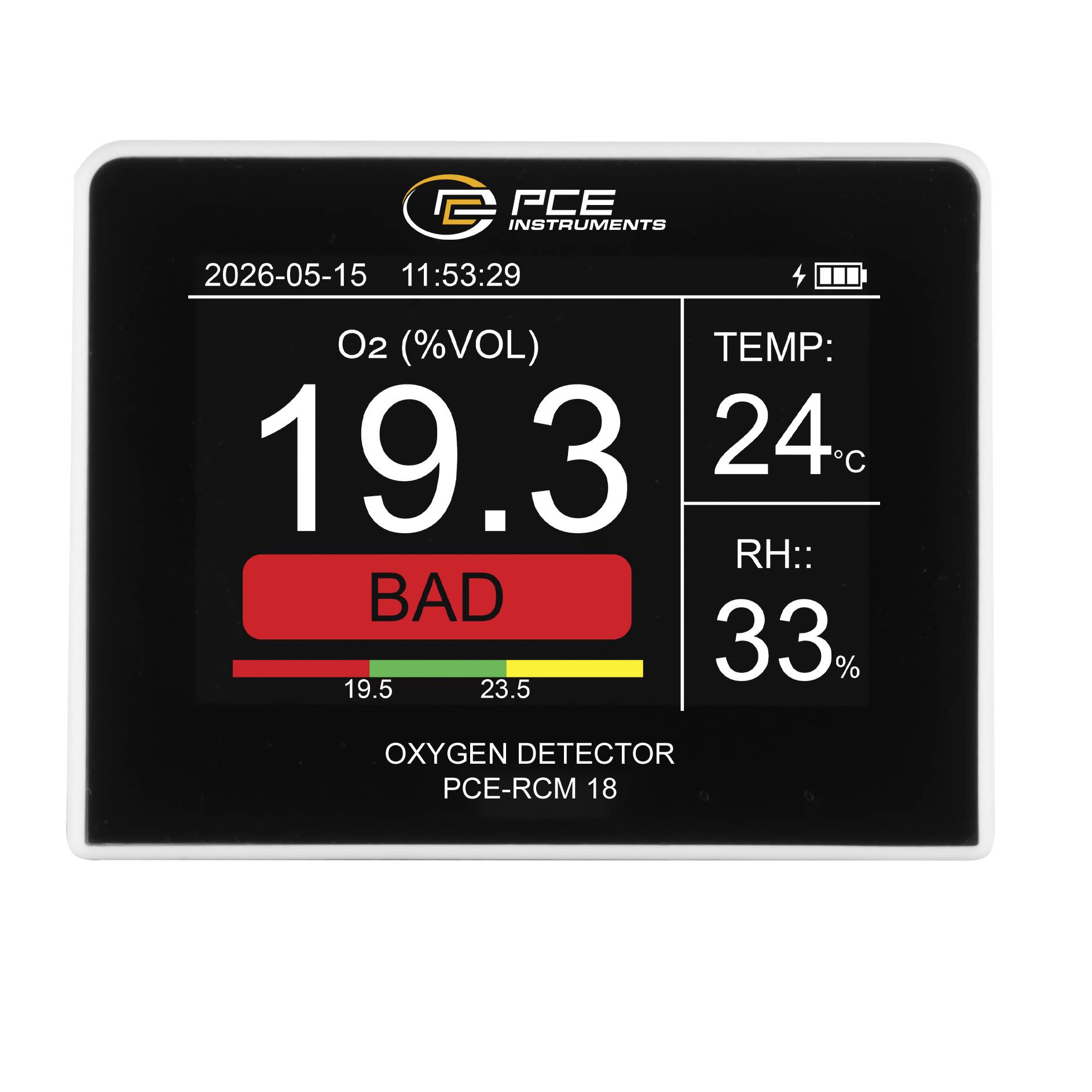 PCE Instruments CO2 Messgerät PCE-RCM 18 |CO2 0 … 30 % |Feuchte realtaiv 0 … 100% |Temperatur -9 … 55 °C | Datenlogger-2