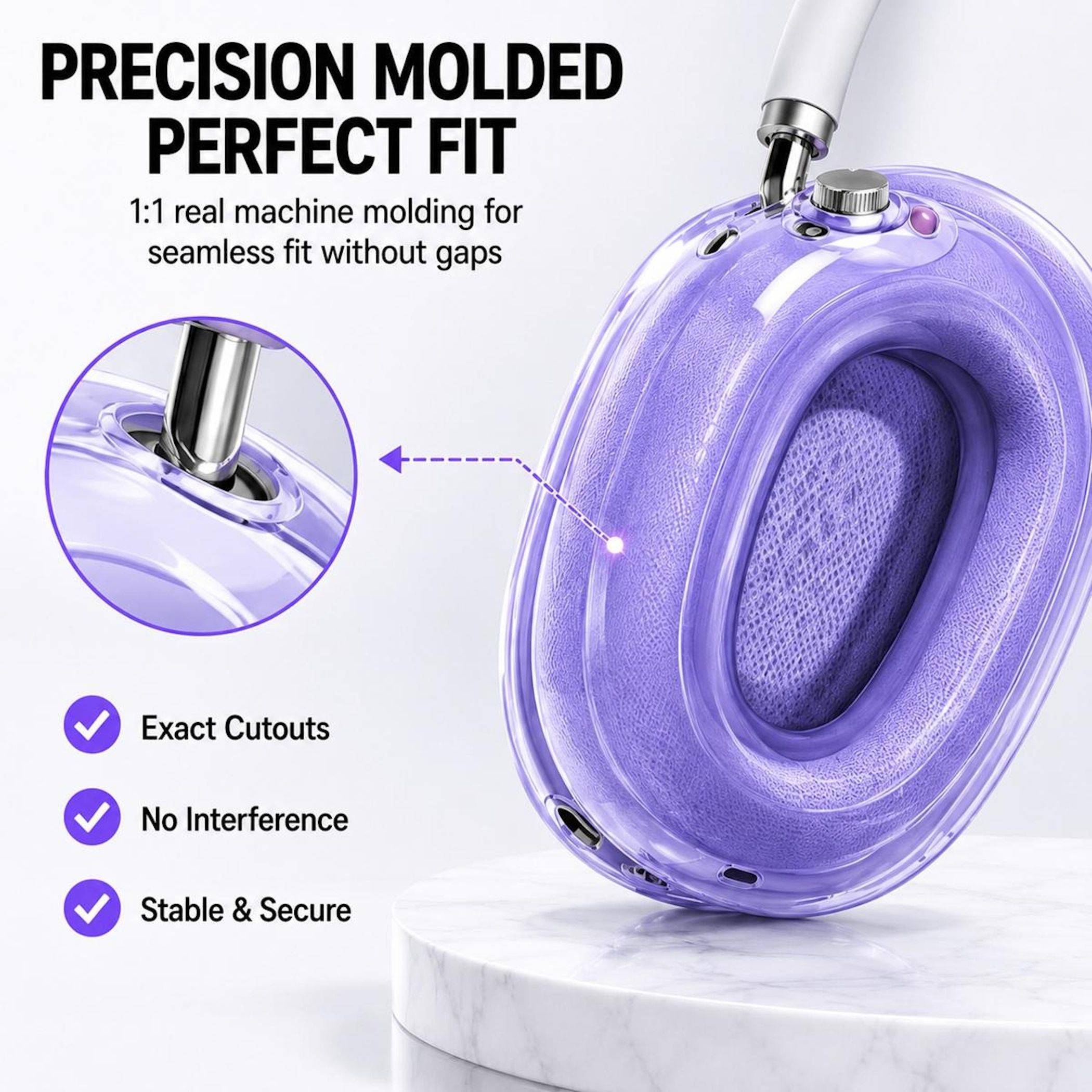 TPU Headset Cover Schutzcase für Apple AirPods Max / Max 2 Schwarz 3 in 1-3