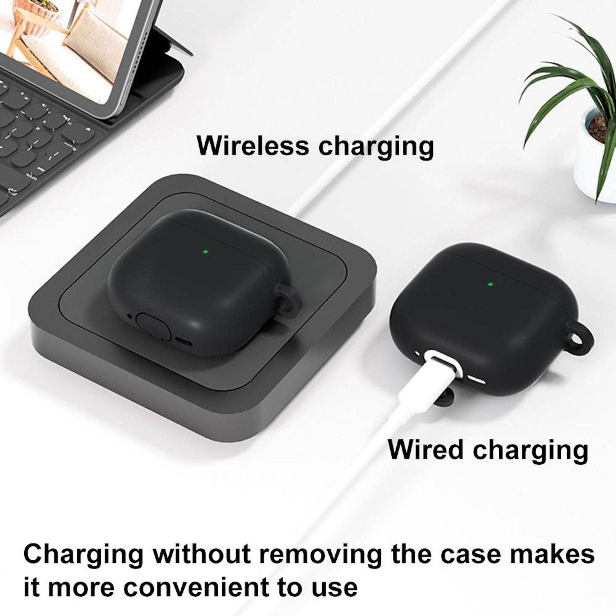 Silikon Full Cover Schutzhülle Case für AirPods 4 2,5 mm mit Befestigungshaken-2