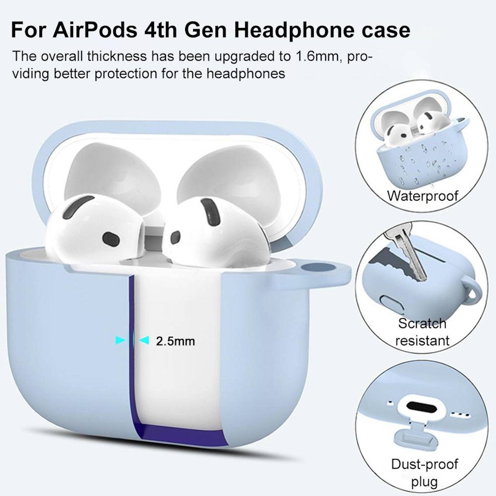 Silikon Full Cover Schutzhülle Case für AirPods 4 2,5 mm mit Befestigungshaken-4