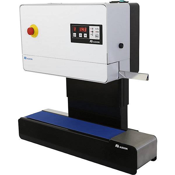 Durchlauffolienschweißgerät D545 Vertikal mit Förderband weiß/blau. Audion Elektro GmbH 87173049-0