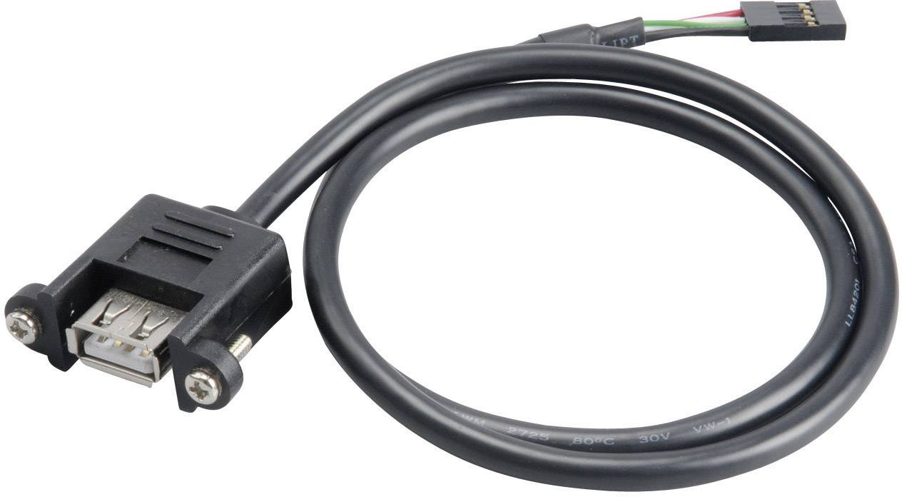 AKASA USB 2.0 Anschlusskabel [1x USB 2.0 Buchse intern 4pol. - 1x USB 2.0 Buchse A] 0.60 m Schwarz s