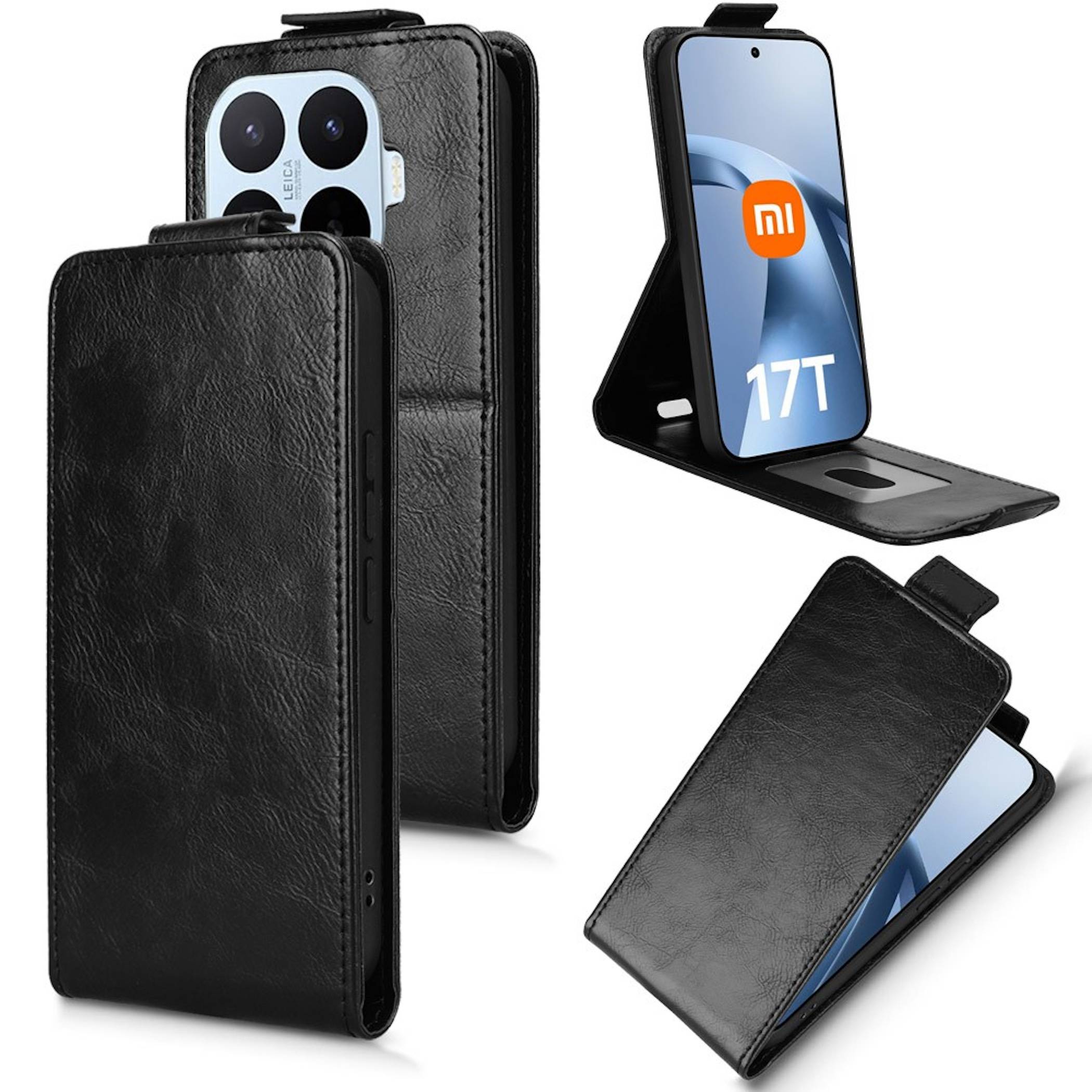 Handy Hülle Klapphülle Kunstleder Für Xiaomi 17T Flipcase mit Kartenfach Schwarz-1