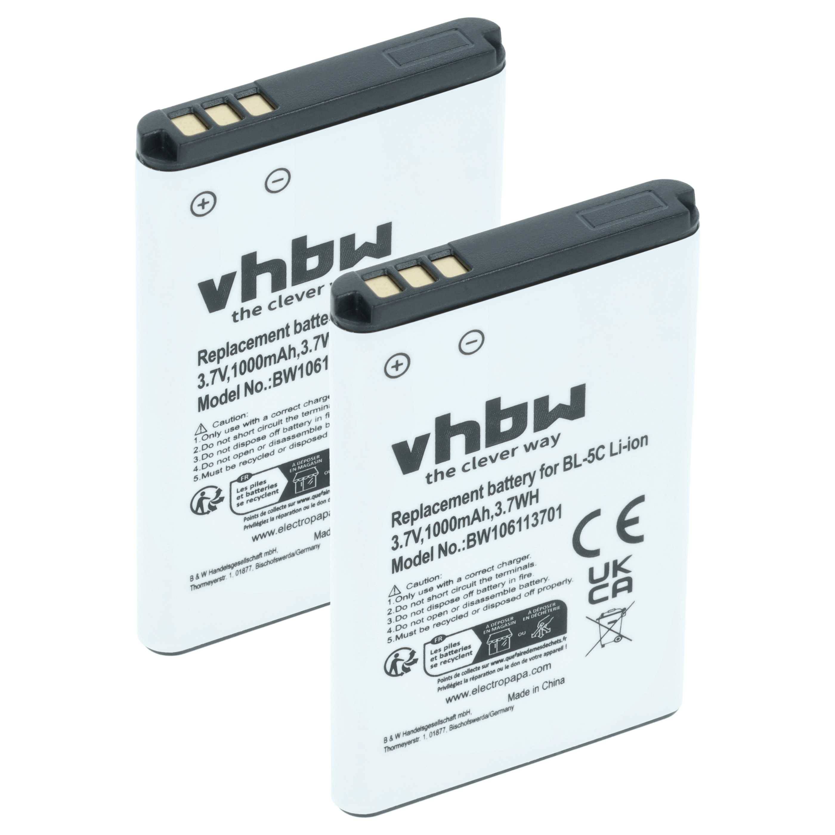vhbw 2x Akku Ersatz für Alcatel RTR001F01 | 3BN67332AA, 10000058 für Handy Smartphone Telefon (1000 mAh, 3,7 V, Li-Ion)-0