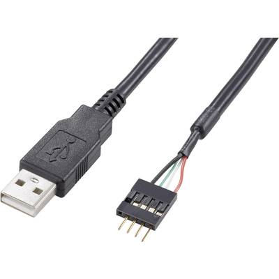 Akasa USB-Kabel USB 2.0 Pfostenstecker 4pol., USB-A Stecker 0.40 m Schwarz vergoldete Steckkontakte, UL-zertifiziert EXU