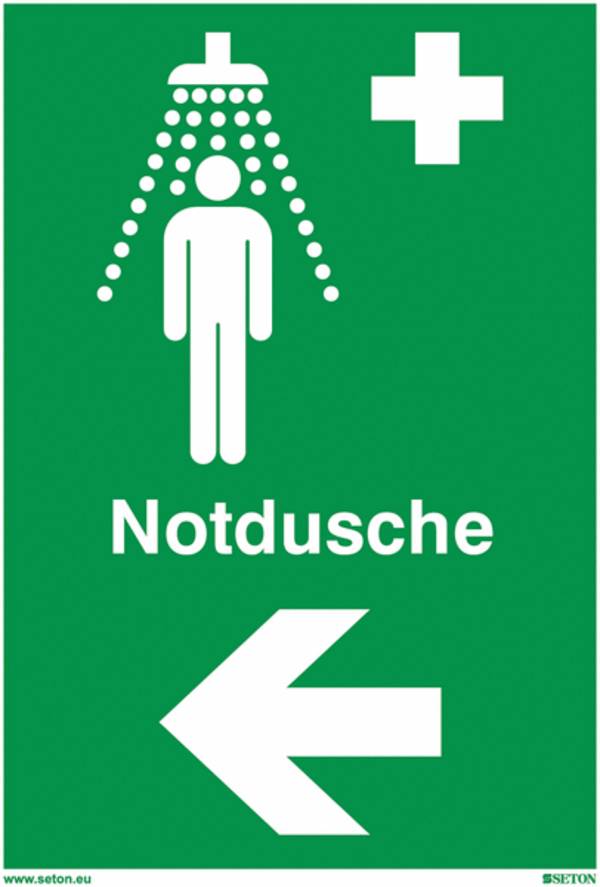 Sicherheits-Kombischild - Notdusche, Grün, Folie