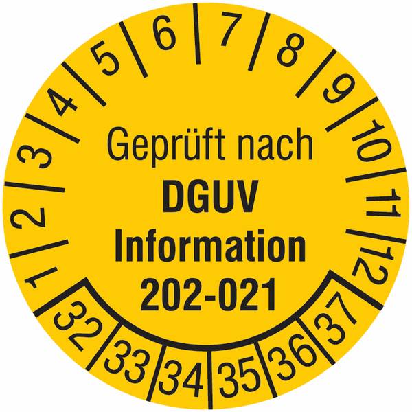 Prüfplaketten - Gelb, 30 mm, Dokumentenfolie