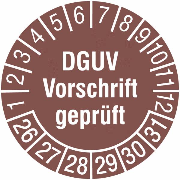Prüfplaketten - DGUV Vorschrift geprüft, Braun