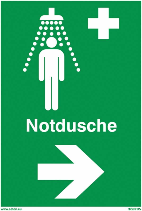 Sicherheits-Kombischild - Notdusche, Grün, Weiß
