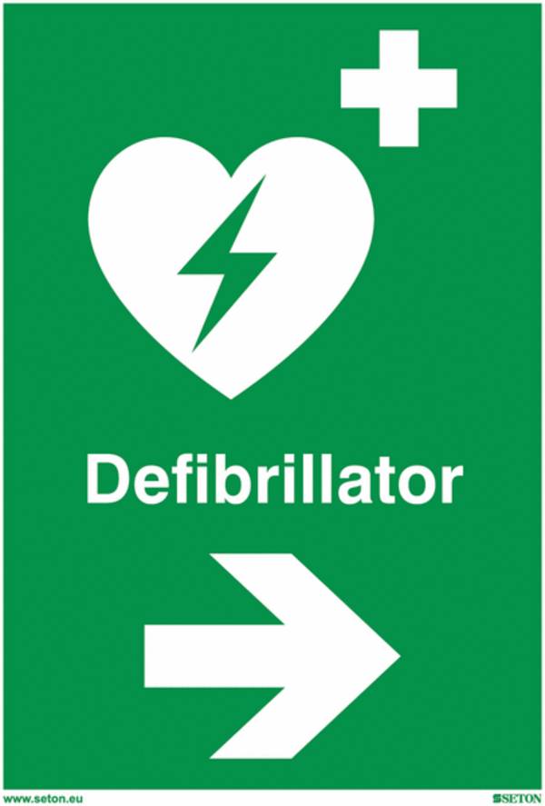 Sicherheits-Kombischild - Defibrillator, Grün
