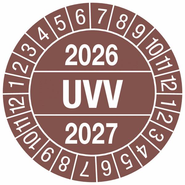 Prüfplaketten - 2026UVV2027, Braun, Rund