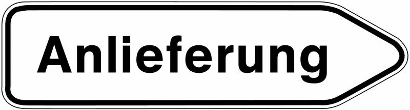 Wegweiser - Anlieferung, Weiß, 20 x 70 cm, Folie-0