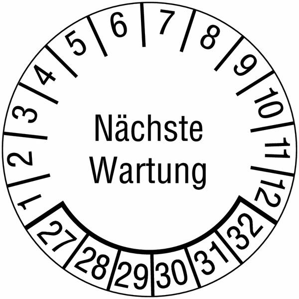 Prüfplaketten - Nächste Wartung, Weiß, 40 mm
