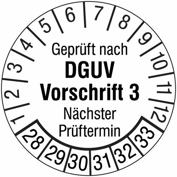 Prüfplaketten - Weiß, 30 mm, Dokumentenfolie