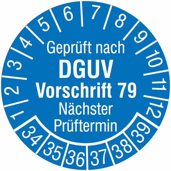 Prüfplaketten - Blau, 30 mm, Dokumentenfolie