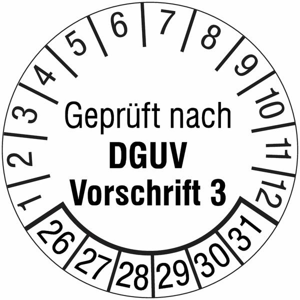 Prüfplaketten - Geprüft nach DGUV Vorschrift 3-0