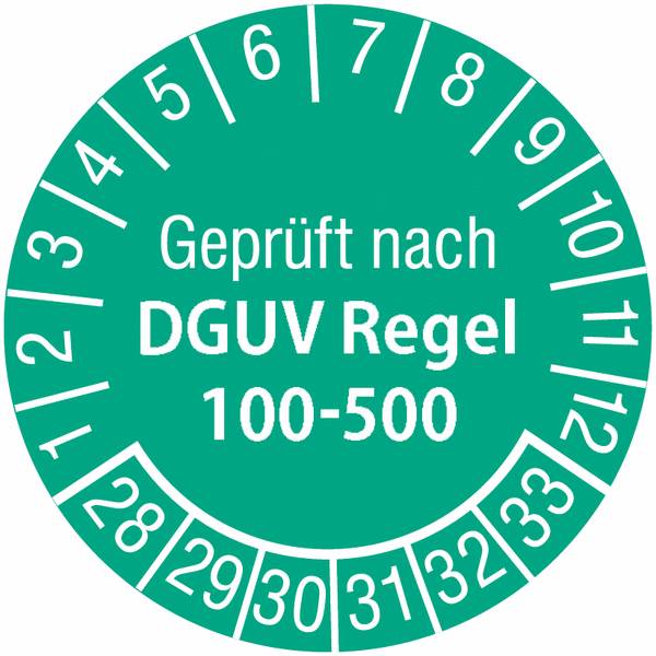 Prüfplaketten - Geprüft nach DGUV Regel 100-500-0