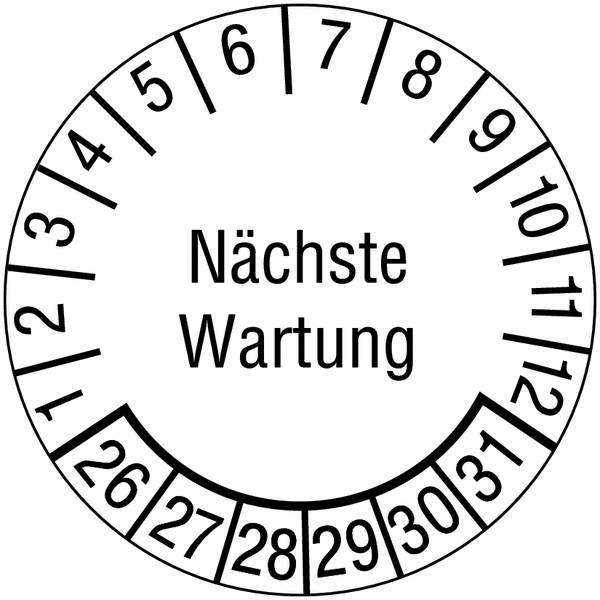 Prüfplaketten - Nächste Wartung, Weiß, 40 mm