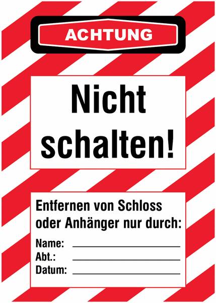 Lockout-Etiketten - Nicht schalten!, Rot/Schwarz-0