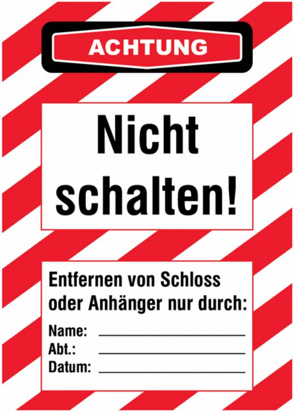 Lockout-Etiketten - Nicht schalten!, Rot/Schwarz