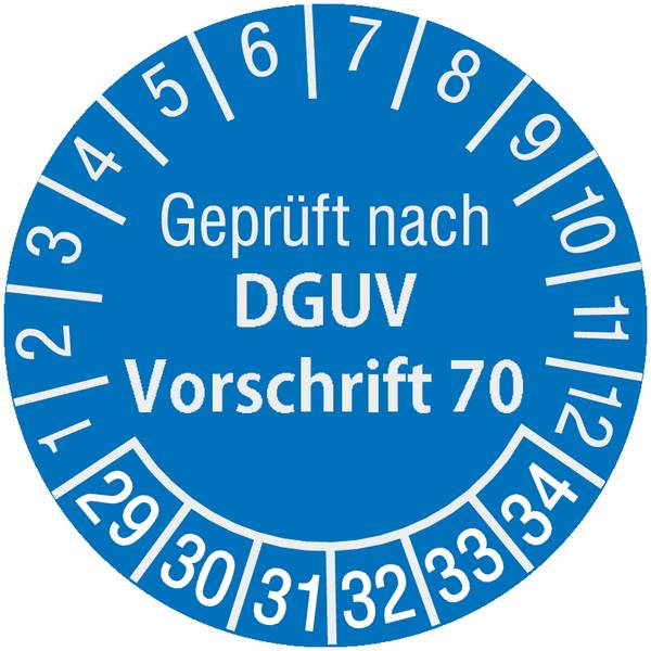 Prüfplaketten - Geprüft nach DGUV Vorschrift 70