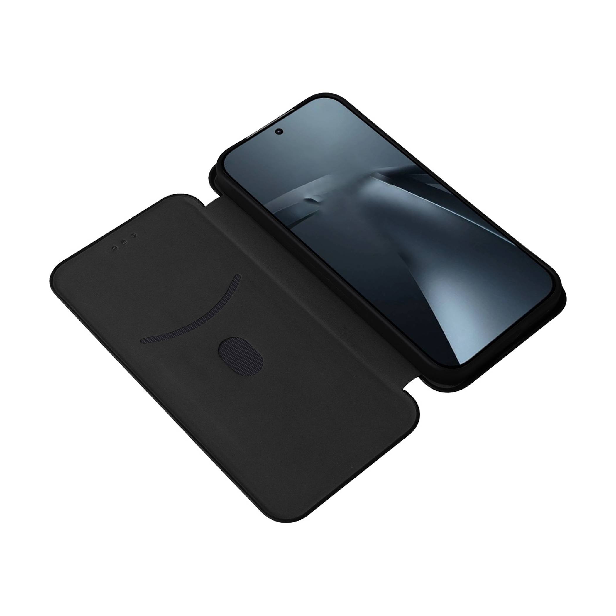 Handyhülle Kunstleder für Xiaomi 17T Pro Carbon Schutz Flip Cover Case Schwarz-1