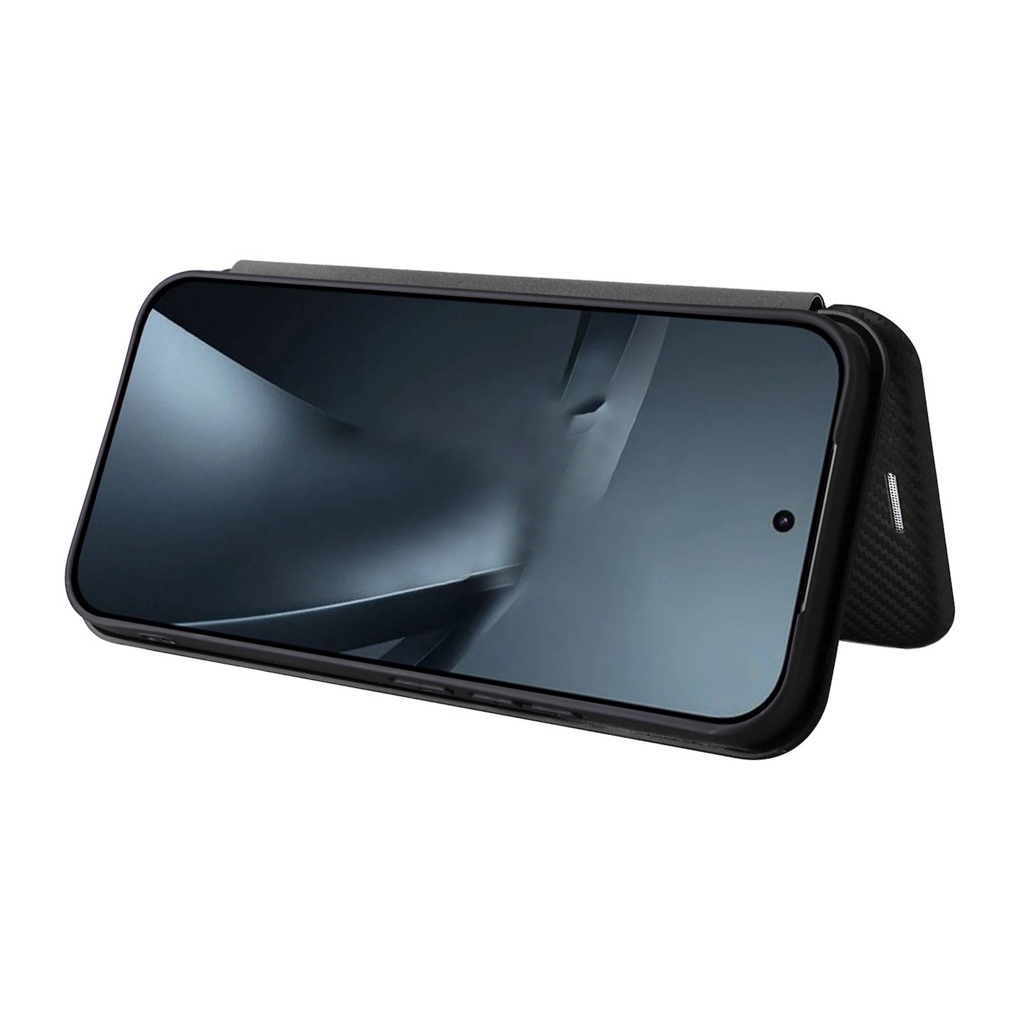 Handyhülle Kunstleder für Xiaomi 17T Pro Carbon Schutz Flip Cover Case Schwarz-2