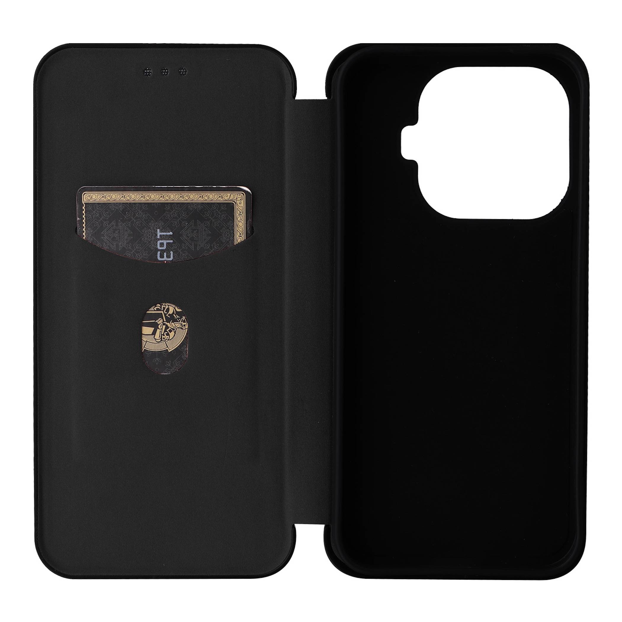Handyhülle Kunstleder für Xiaomi 17T Pro Carbon Schutz Flip Cover Case Schwarz-3