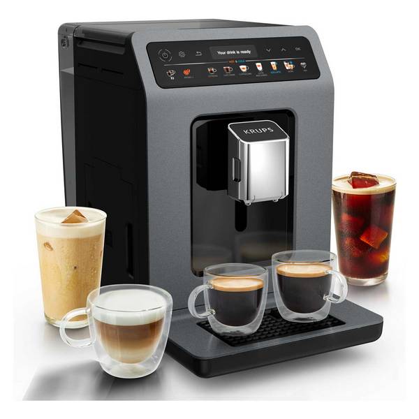 Krups Evidence Hot & Cold EA898GF0, Espressomaschine, 2,5 l, Kaffeebohnen, Eingebautes Mahlwerk, 1450 W, Schwarz, Grau