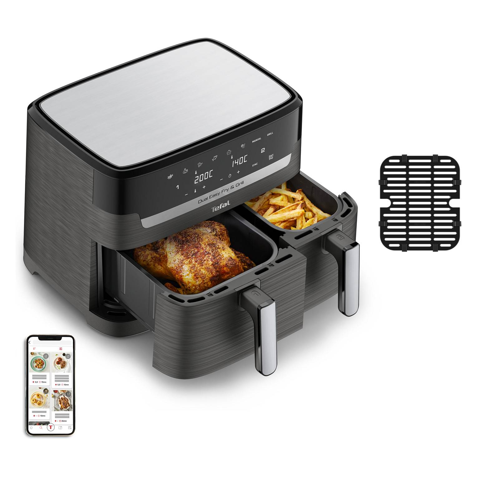 TEFAL - Dual Easy Fry & Grill EY905B Doppel 8.3 l Eigenständig 2700 W