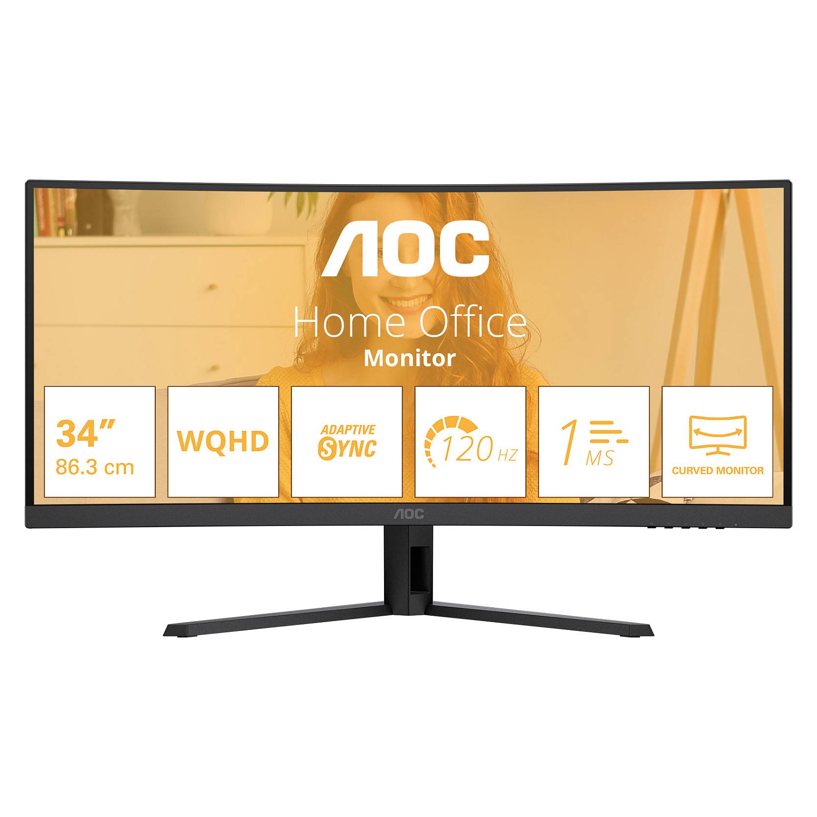 AOC Basic-line CU34B3E - B3 Series - LED-Monitor - gebogen - 86.36 cm (34")-0