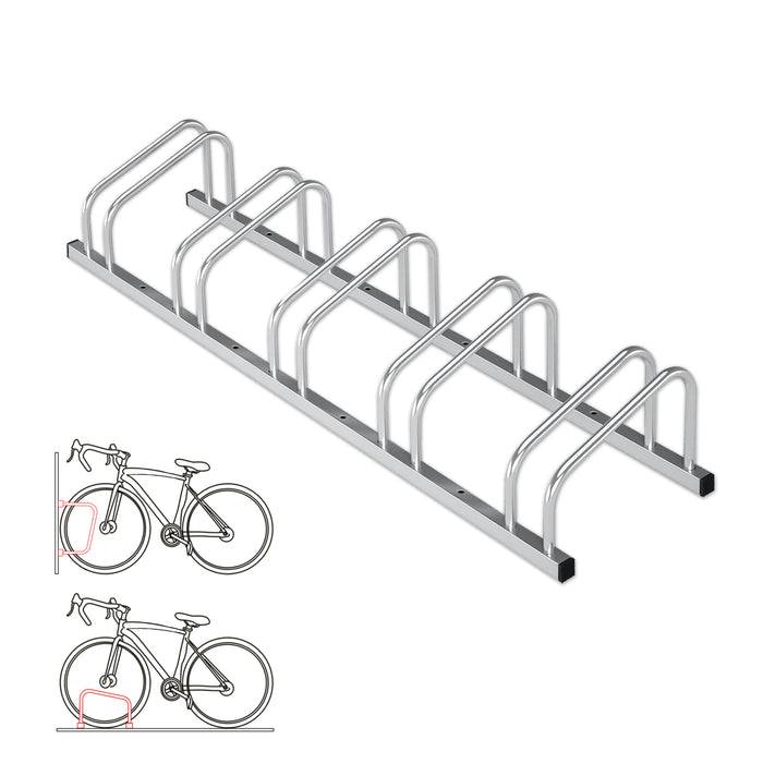 KARAT Fahrradständer Linus - Zur Boden- oder Wandmontage - Für 5 Fahrräder - Silber-0