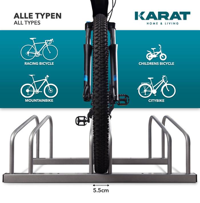 KARAT Fahrradständer Linus - Zur Boden- oder Wandmontage - Für 5 Fahrräder - Silber-2
