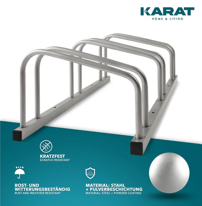 KARAT Fahrradständer Linus - Zur Boden- oder Wandmontage - Für 5 Fahrräder - Silber-3