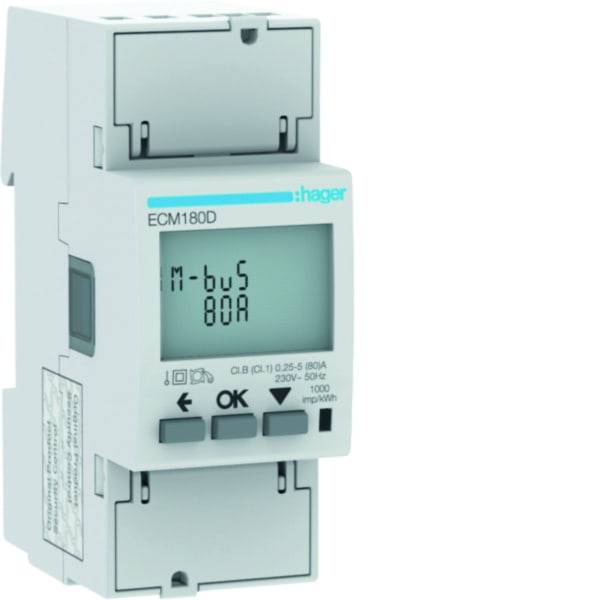 HAG ECM180D Energiezähler 1phasig, direkt 80A, 2M, MBUS, MID-0
