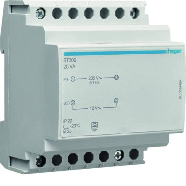 HAG ST309 Sicherheitstrafo 230V/12V, 20VA, 4PLE