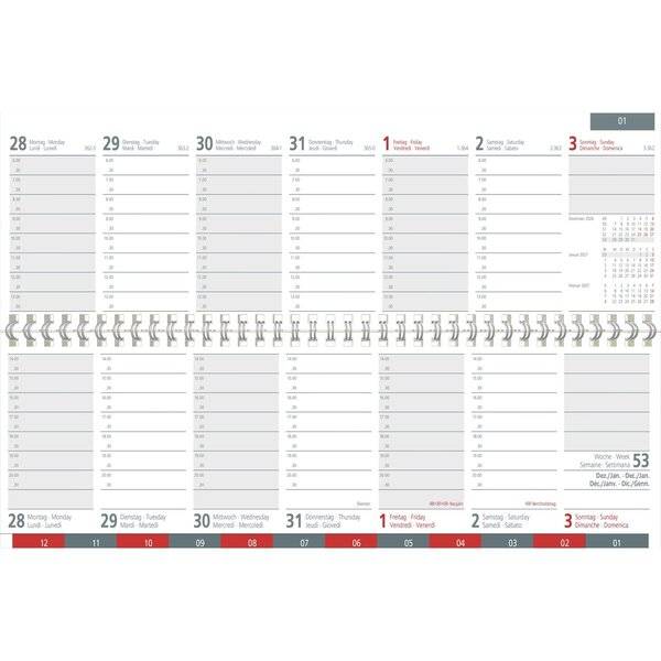 Tischquerkalender 166 32x10,5cm 1 Woche/2 Seiten Register 2027-1