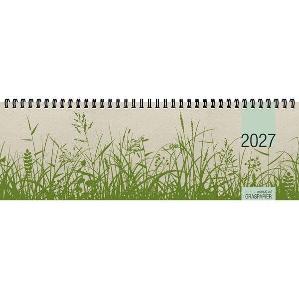 Tischquerkalender Graspapier 32x10,5cm 1 Woche/2 Seiten 2027