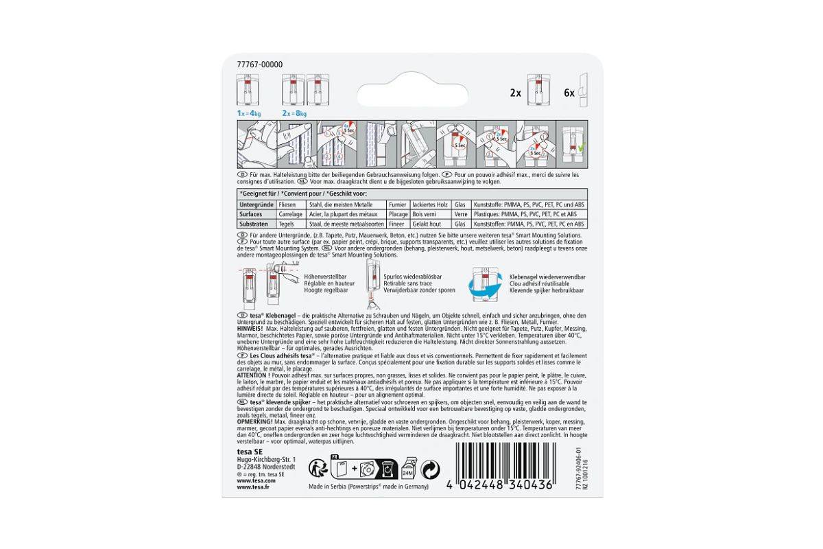 tesa Powerstrips Klebenagel für Fliesen und Metall, 4,0 kg-2