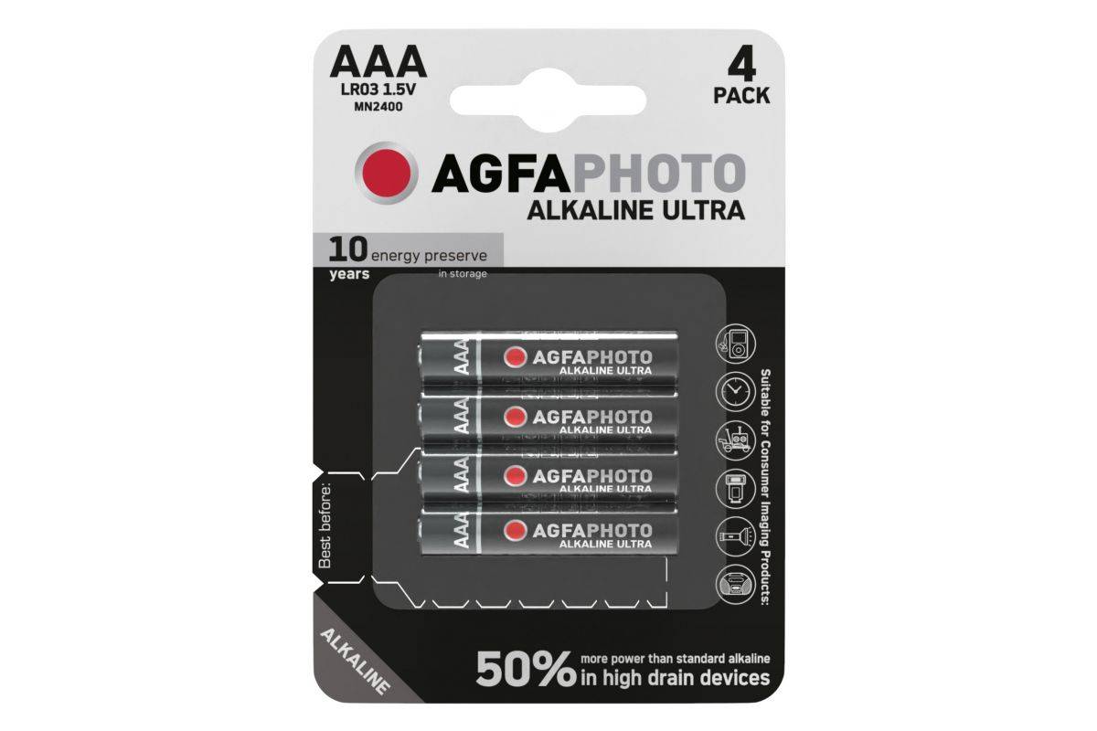 Agfaphoto Batterie Alkaline, Micro, AAA, LR03, 1.5V Ultra, Retail Blister (4-Pack)-1