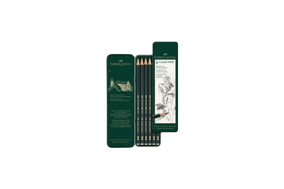 Faber-Castell 9000, Graphitstift, Grün, Holz, Schwarz, 6 Stück(e)-1