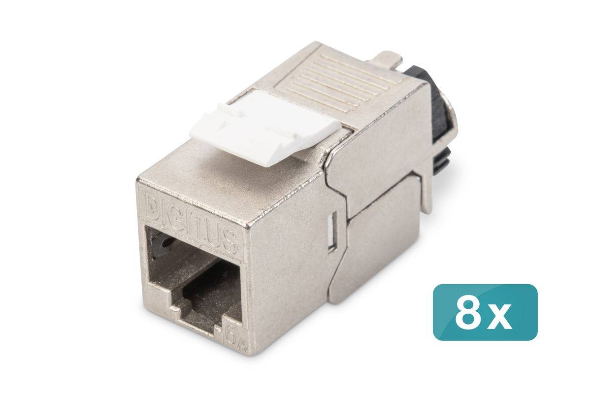 DIGITUS CAT 6A Keystone Jack shielded 8 pcs. tool free connection-0