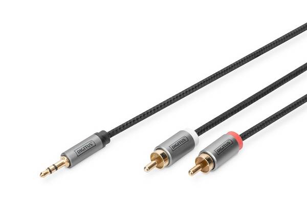 DIGITUS Audio Adapterkabel, 3.5mm Klinke auf Cinch - 1 m - Schwarz