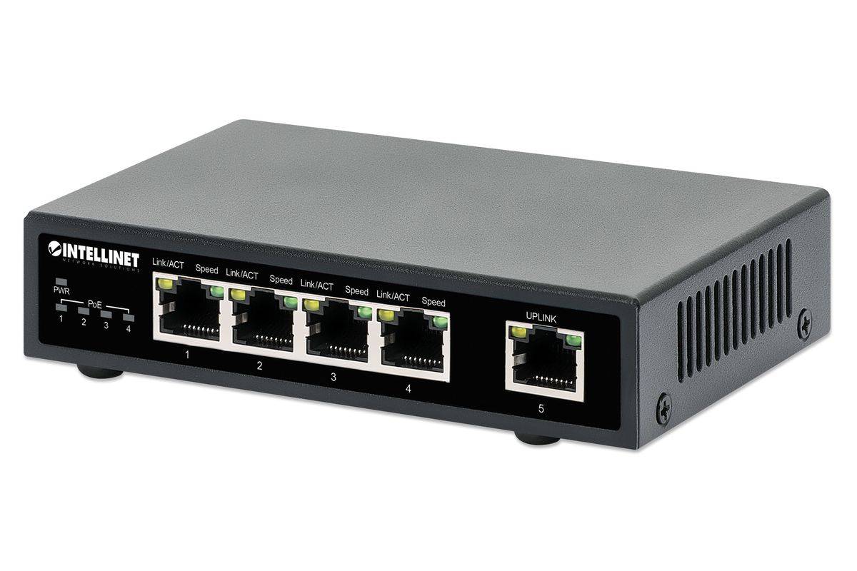 Intellinet 5-Port Gigabit PoE+ Switch 62W 1 Gbps Power over Ethernet-0