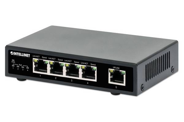 Intellinet 5-Port Gigabit PoE+ Switch 62W 1 Gbps Power over Ethernet
