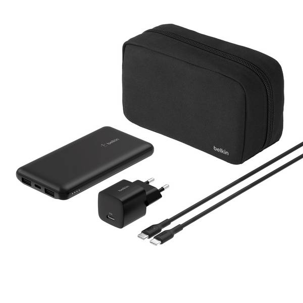 Belkin BoostCharge - Powerbank + AC-Netzteil - 10000 mAh - PD - 3 Ausgabeanschlussstellen (24 pin USB-C, 2 x USB)