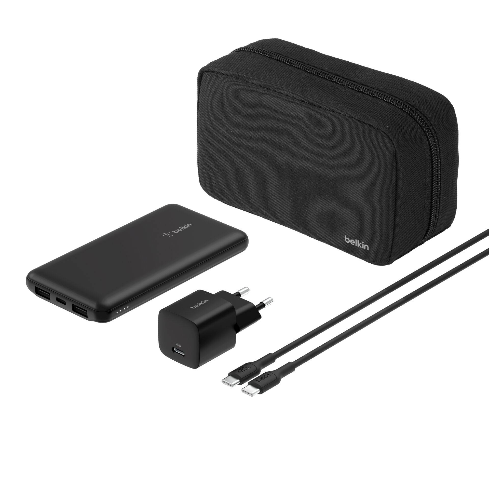Belkin BoostCharge - Powerbank + AC-Netzteil - 10000 mAh - PD - 3 Ausgabeanschlussstellen (24 pin USB-C, 2 x USB)-0