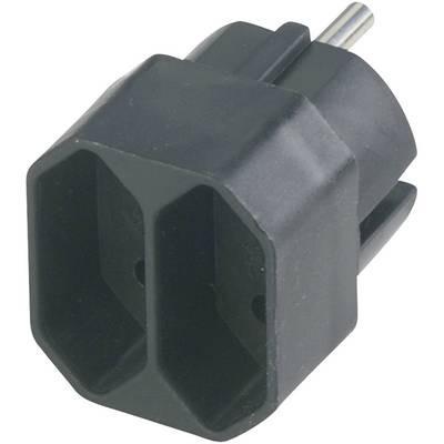 Übergangsstecker 2-fach schwarz Eurosteckdosen-0